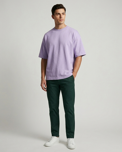 Lavender Oversized French Terry Cotton T-Shirt