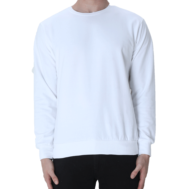 White Solid Unisex Sweatshirt