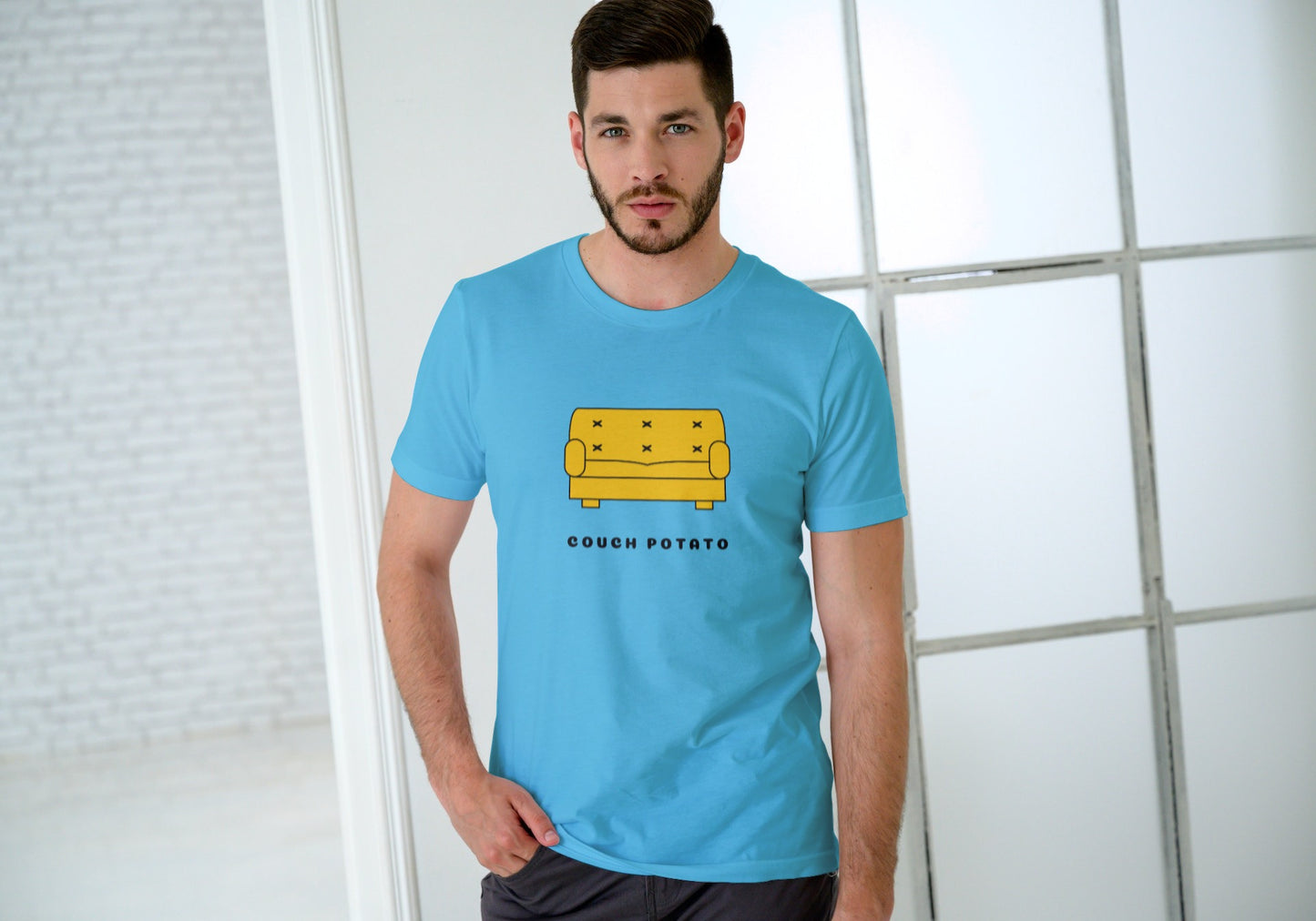 Couch Potato Sky Blue Regular Fit Men’s T-Shirt