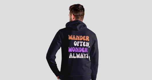 Wander Often, Wonder Always Black Hooded Sweatshirt for Men