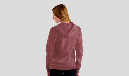 Coral Brown Solid Hooded Sweatshirt for Women