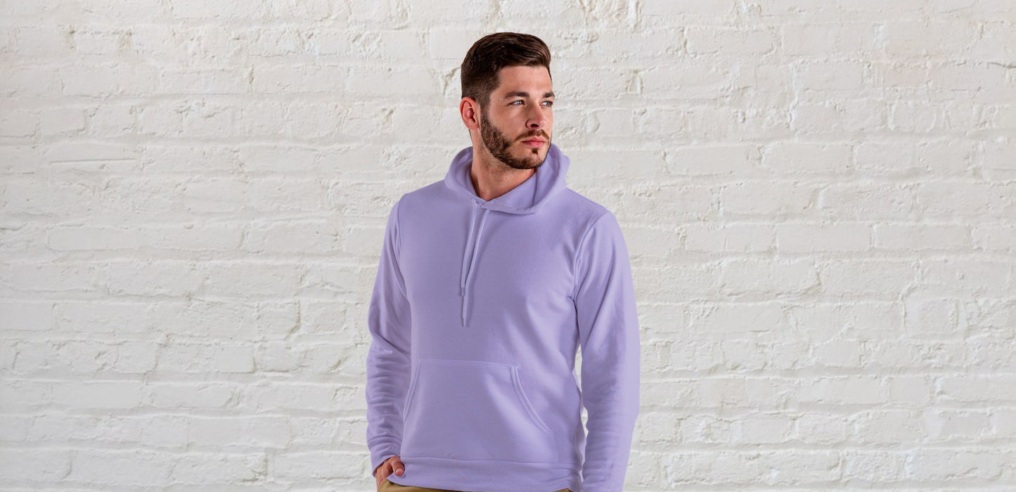 Lavender Solid Hooded Sweatshirt for Men