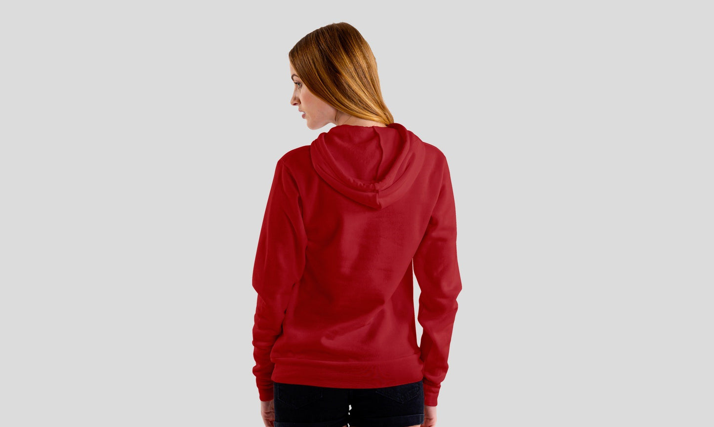 Red Solid Hooded Sweatshirt for Women