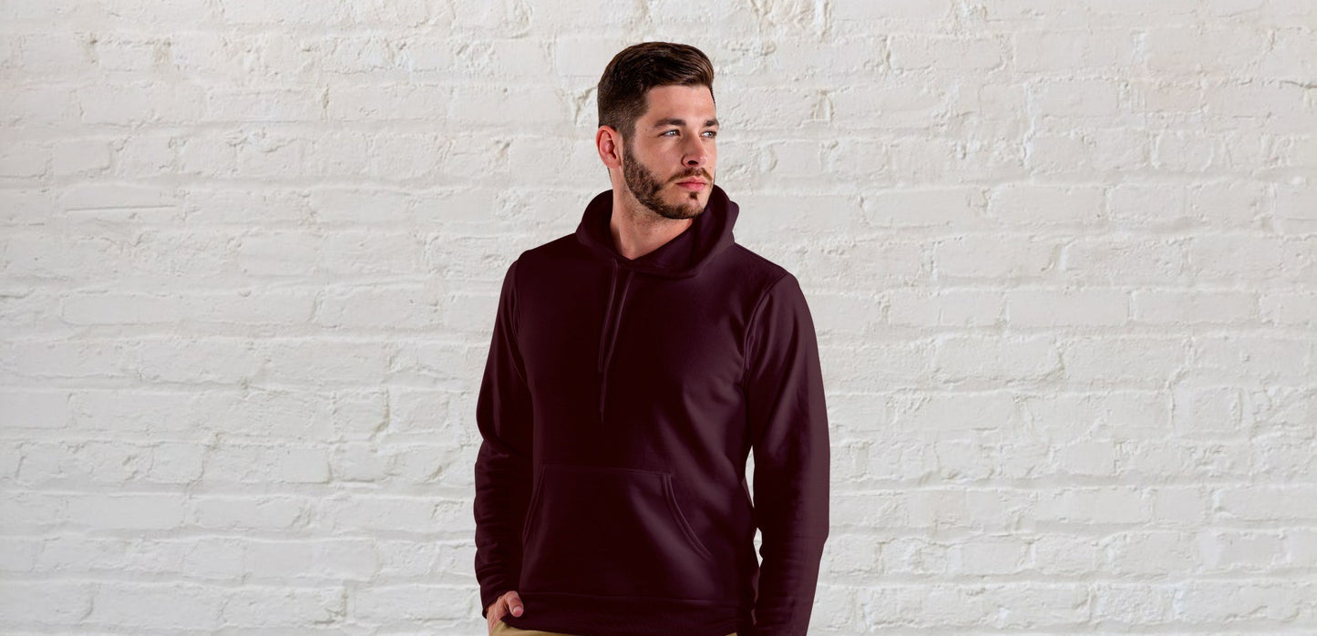 Maroon Solid Hooded Sweatshirt for Men