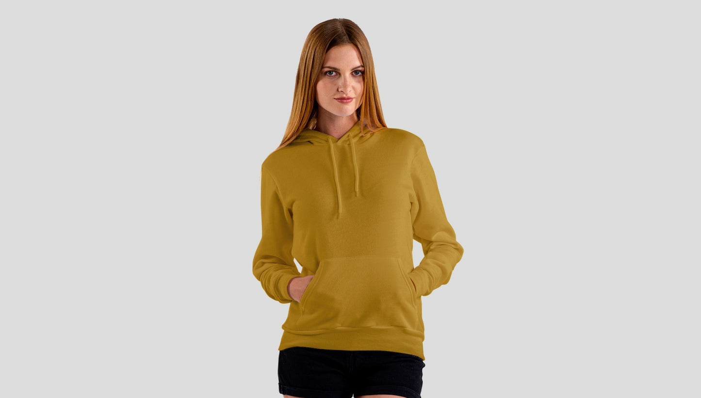 Mustard Yellow Solid Unisex Hooded Sweatshirt