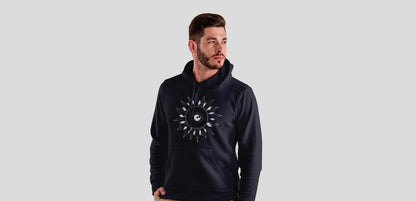 Sun Eye Black Hooded Sweatshirt for Men