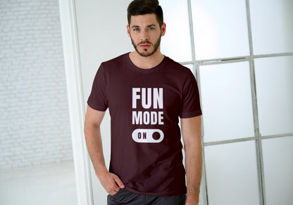 Fun Mode On Maroon Regular Fit Men’s T-Shirt