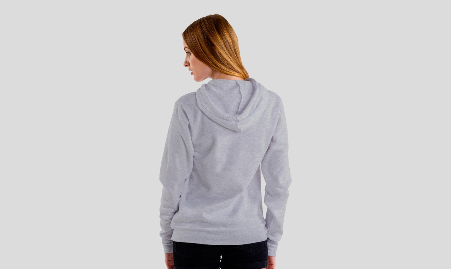 Grey Melange Solid Hooded Sweatshirt for Women