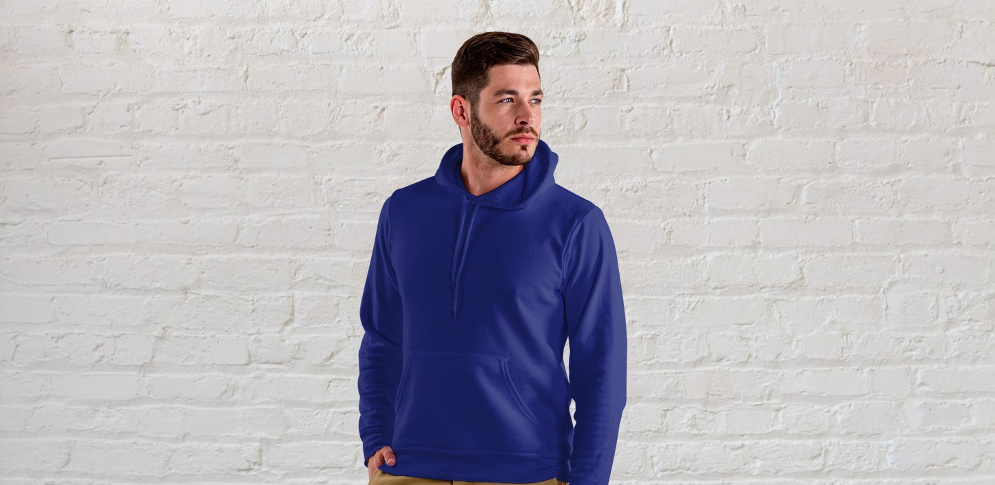 Royal Blue Solid Hooded Sweatshirt for Men