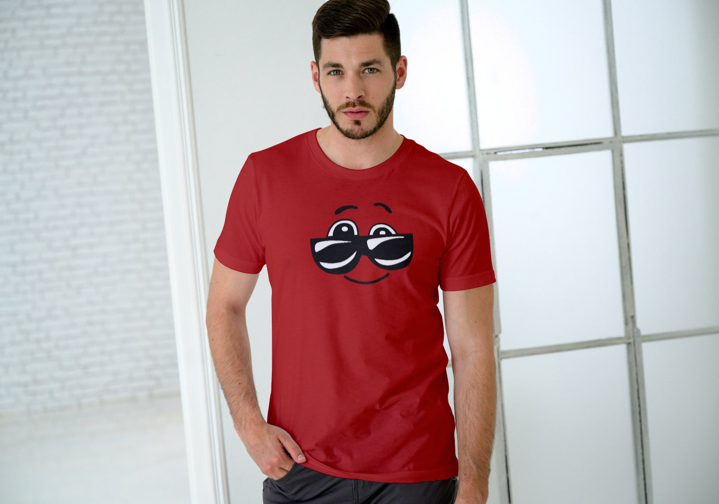 Cool Smiley Red Regular Fit Men’s T-Shirt