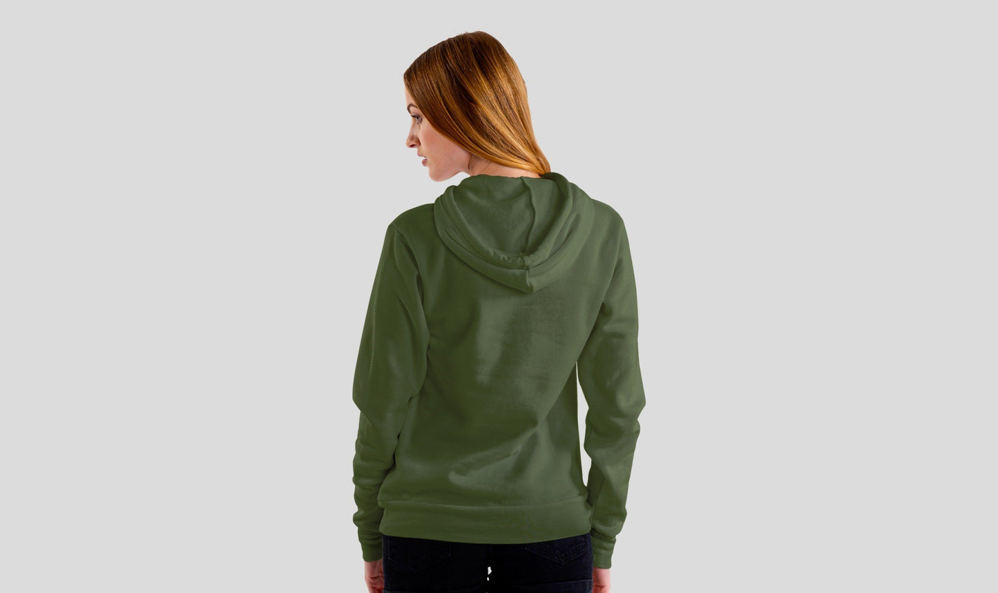 Olive Green Solid Hooded Sweatshirt for Women