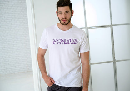 Explore White Regular Fit Men’s T-Shirt