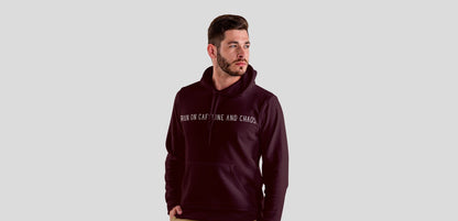 I run on caffeine and chaos Maroon Hooded Sweatshirt for Men