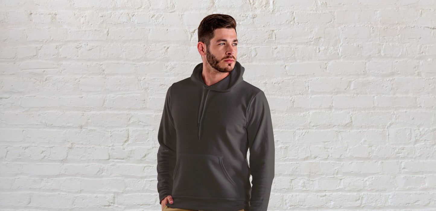 Olive Green Solid Hooded Sweatshirt for Men