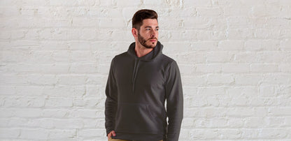 Olive Green Solid Hooded Sweatshirt for Men