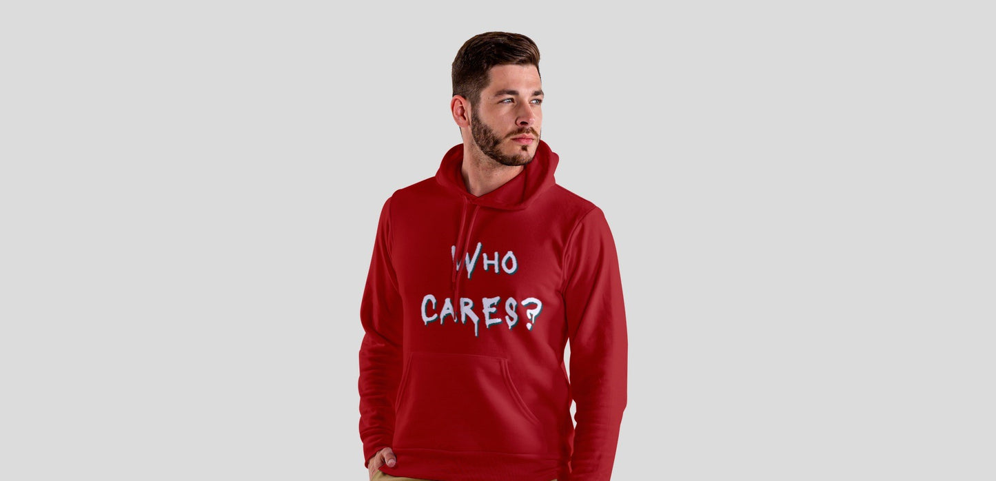 Who Cares Red Hooded Sweatshirt for Men