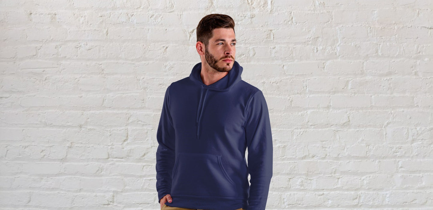 Navy Blue Solid Hooded Sweatshirt for Men