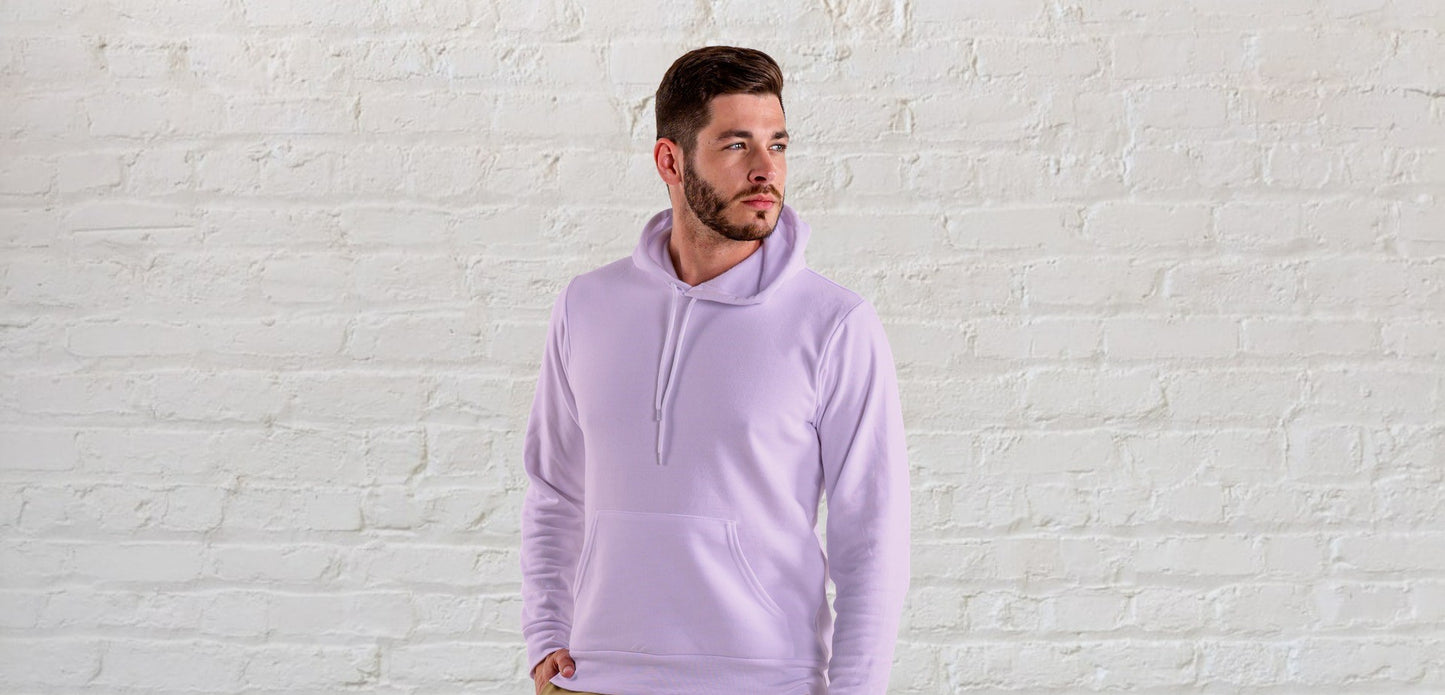 Light Pink Solid Hooded Sweatshirt for Men