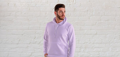 Light Pink Solid Hooded Sweatshirt for Men