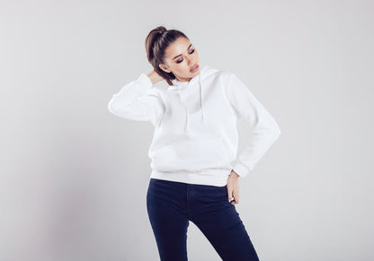 White Solid Hooded Sweatshirt for Women