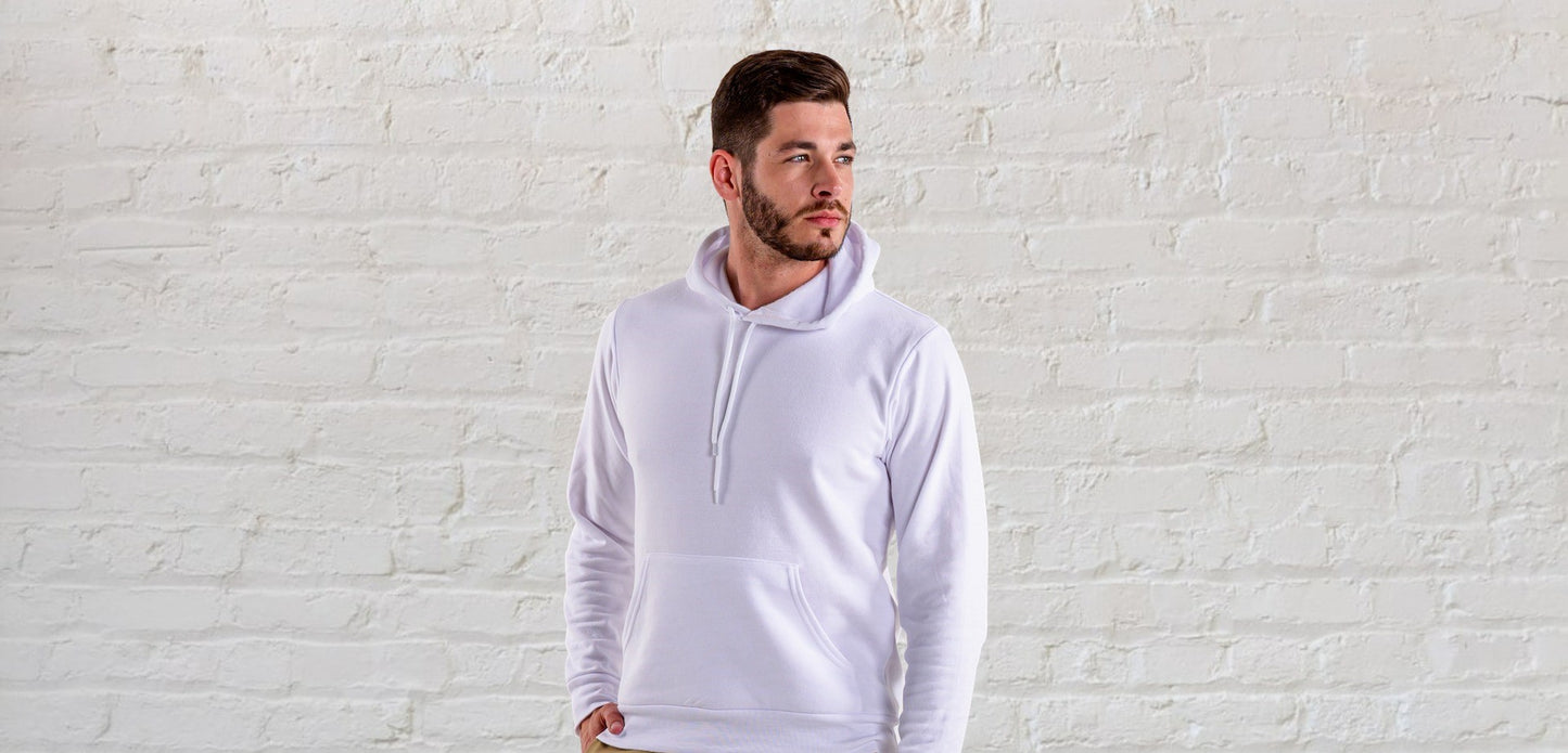 White Solid Hooded Sweatshirt for Men