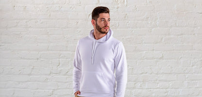 White Solid Hooded Sweatshirt for Men