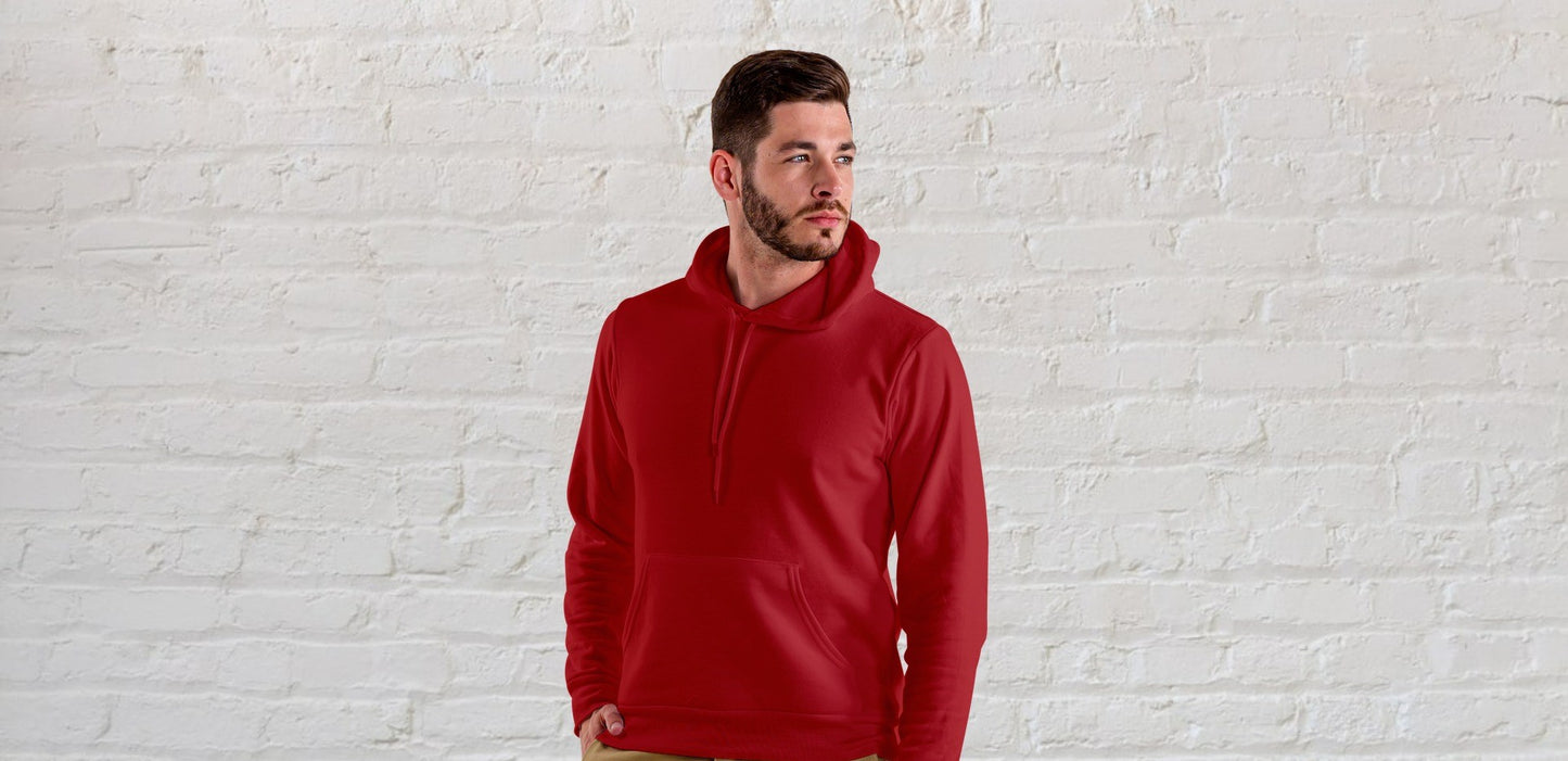 Red Solid Hooded Sweatshirt for Men