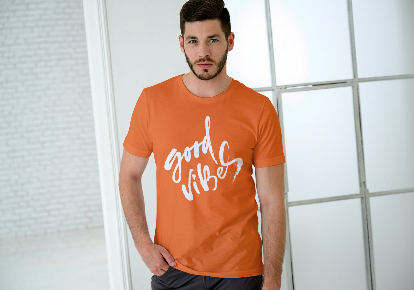 Good Vibes Orange Regular Fit Men’s T-Shirt