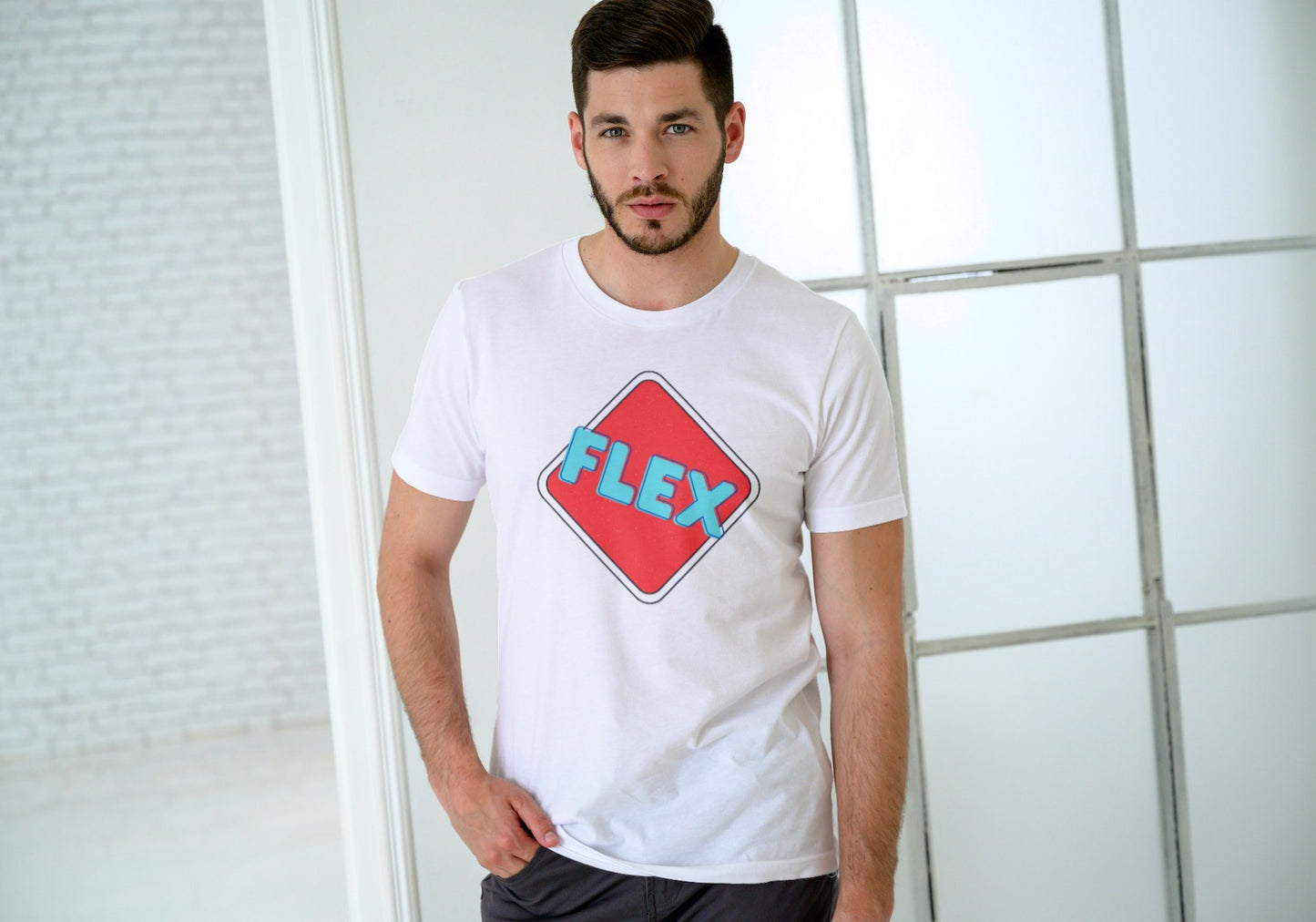 Flex White Regular Fit Men’s T-Shirt