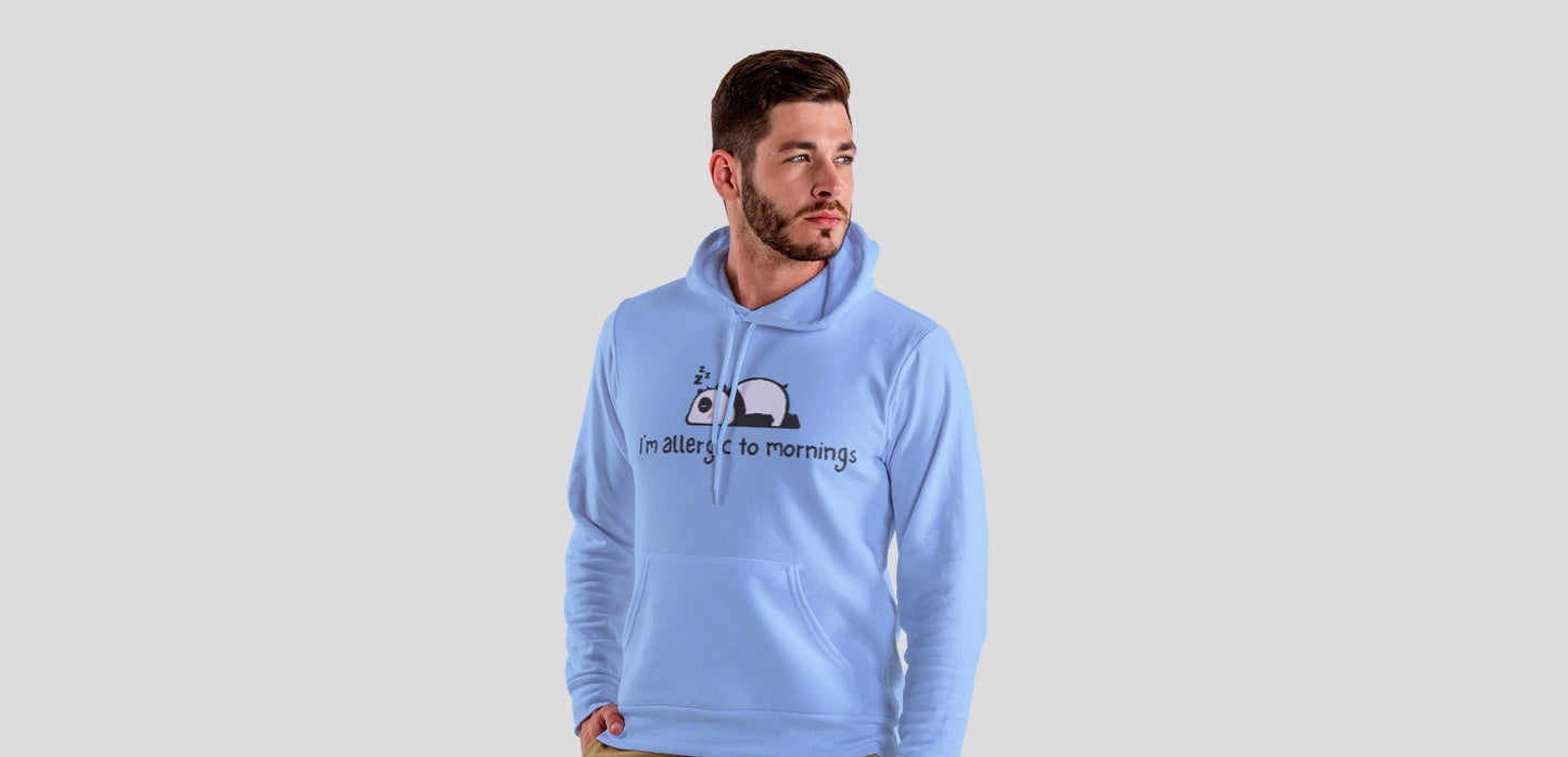 I'm Allergic to mornings Baby Blue Hooded Sweatshirt for Men