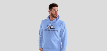 I'm Allergic to mornings Baby Blue Hooded Sweatshirt for Men