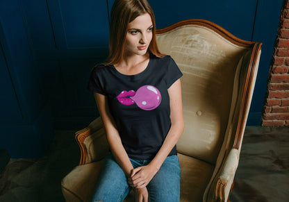 Bubble Gum Black Regular Fit Women’s T-Shirt