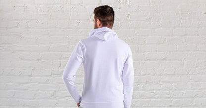 White Solid Hooded Sweatshirt for Men