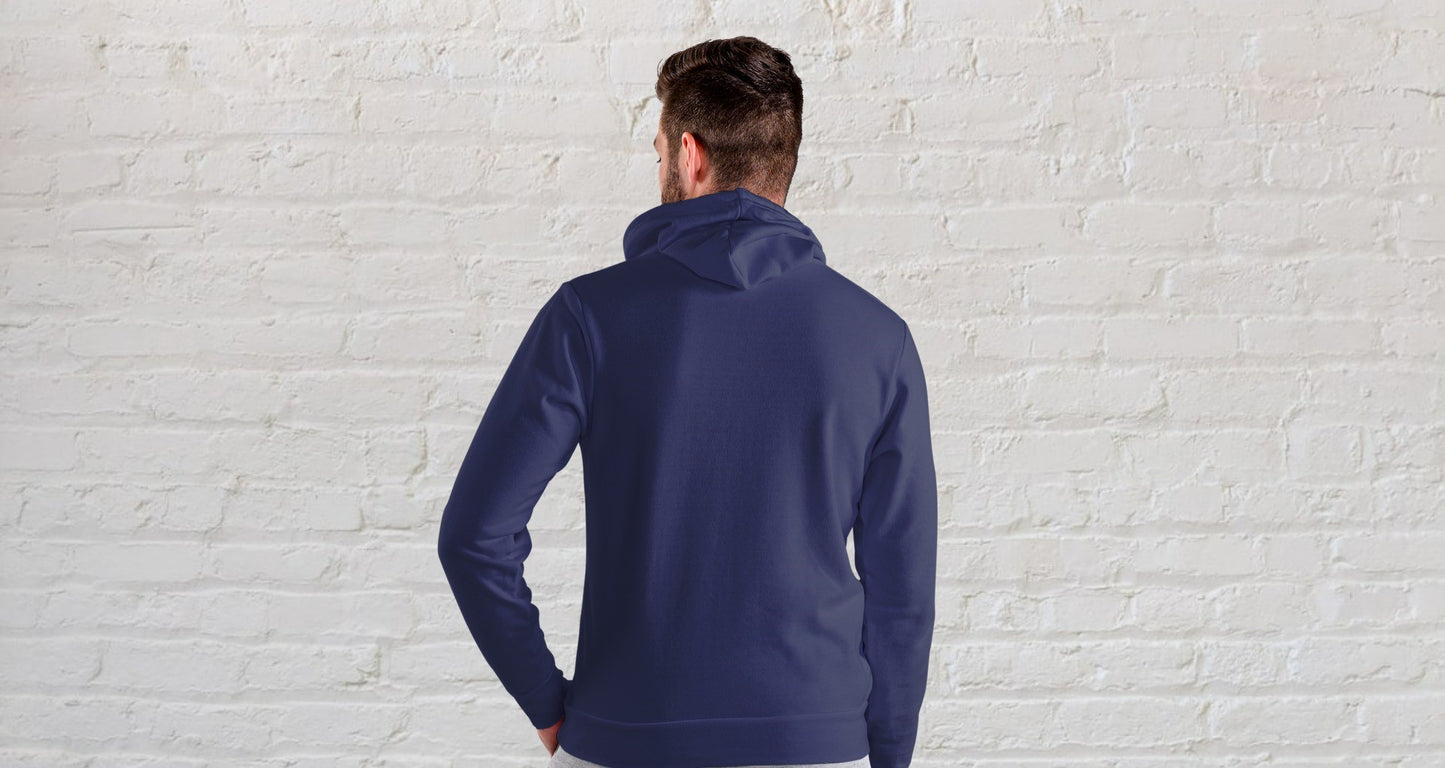 Navy Blue Solid Hooded Sweatshirt for Men