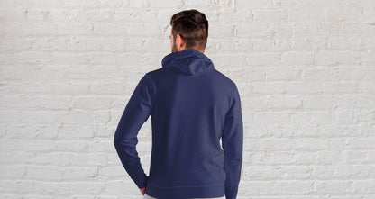 Navy Blue Solid Hooded Sweatshirt for Men