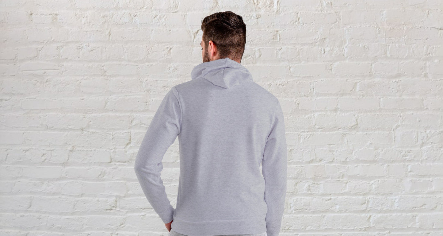 Grey Melange Solid Hooded Sweatshirt for Men