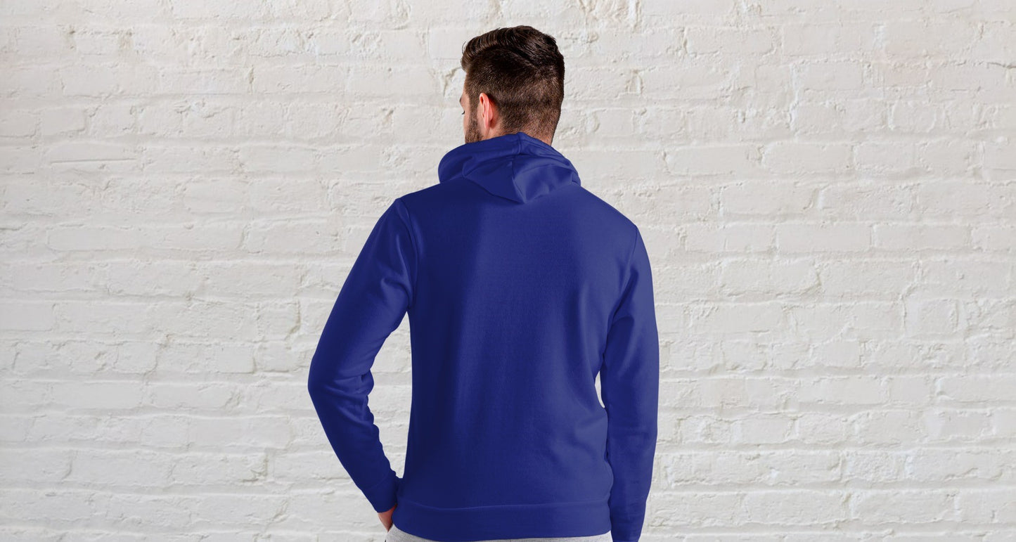 Royal Blue Solid Hooded Sweatshirt for Men