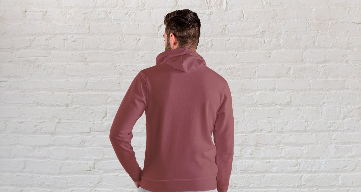 Coral Brown Solid Hooded Sweatshirt for Men