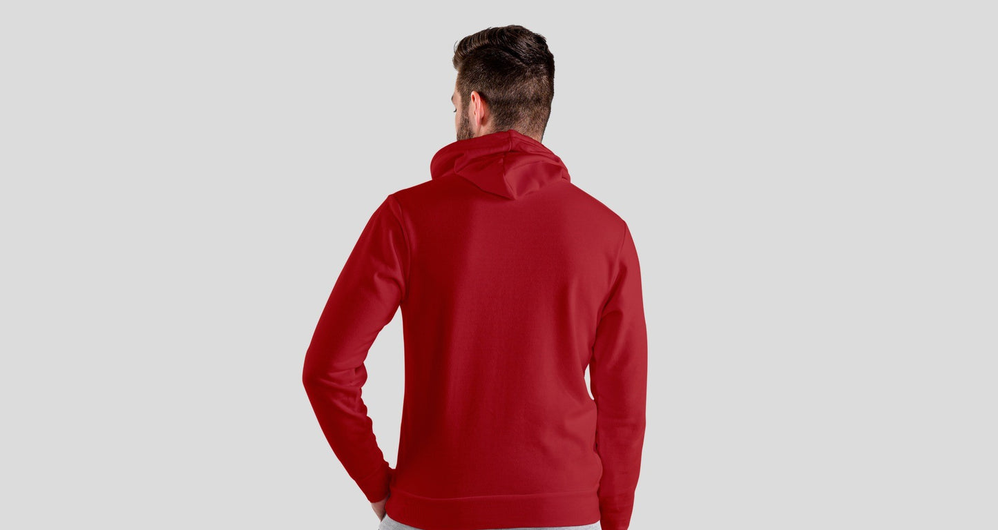 Who Cares Red Hooded Sweatshirt for Men