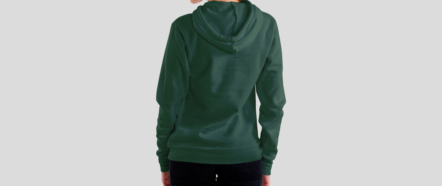 Bottle Green Solid Hooded Sweatshirt for Women