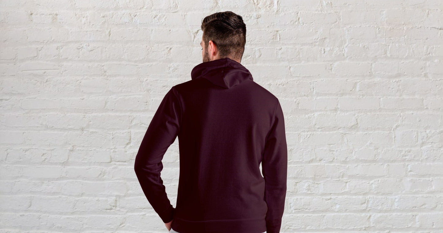 Maroon Solid Hooded Sweatshirt for Men