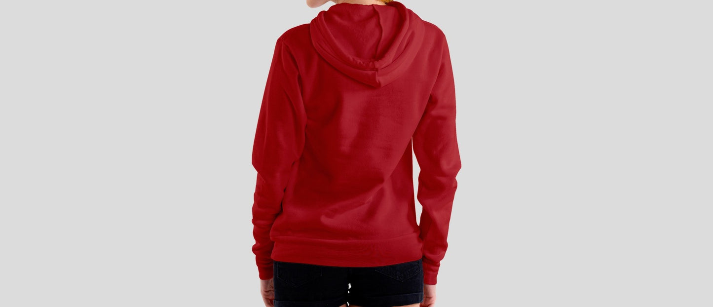 Who Cares Red Hooded Sweatshirt for Women