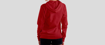 Who Cares Red Hooded Sweatshirt for Women