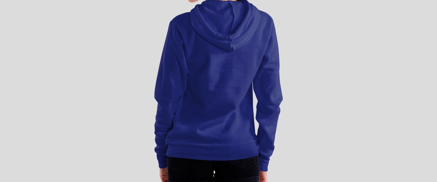 Royal Blue Solid Hooded Sweatshirt for Women