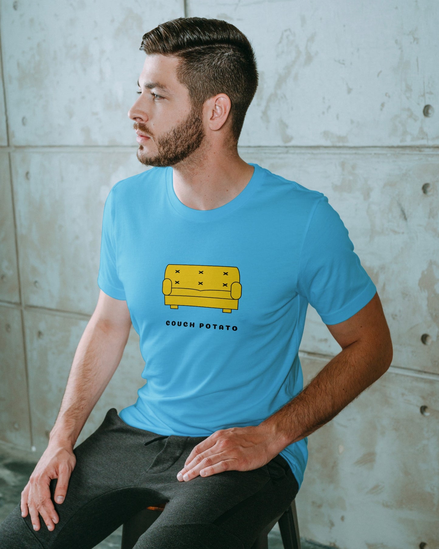 Couch Potato Sky Blue Regular Fit Men’s T-Shirt