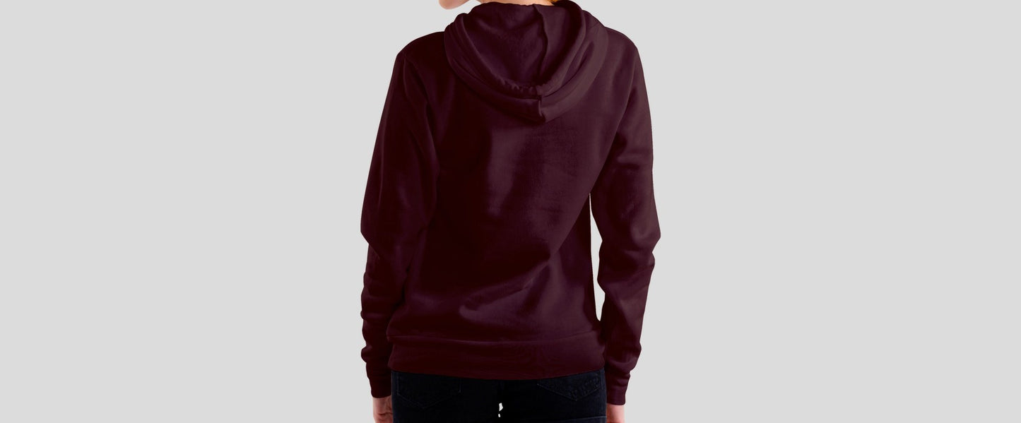 Maroon Solid Hooded Sweatshirt for Women