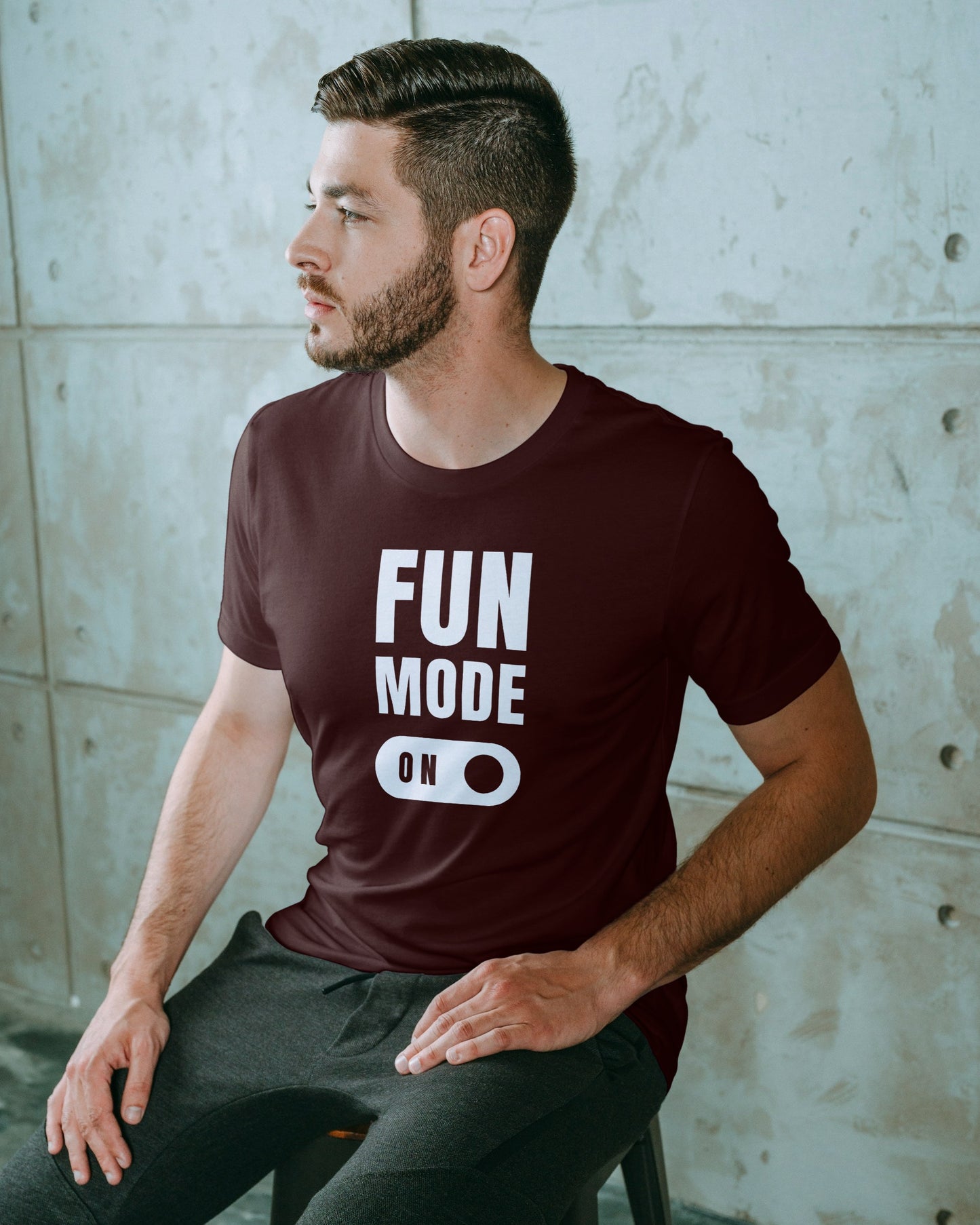 Fun Mode On Maroon Regular Fit Men’s T-Shirt