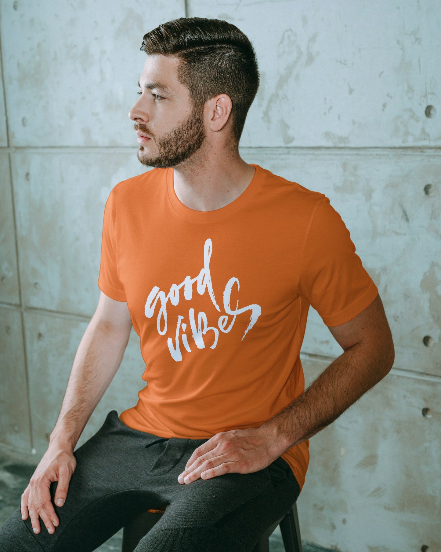 Good Vibes Orange Regular Fit Men’s T-Shirt