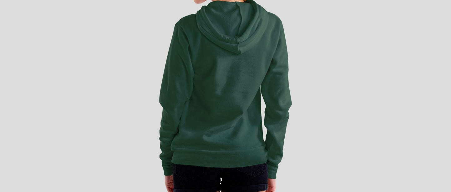 Who Cares Bottle Green Hooded Sweatshirt for Women