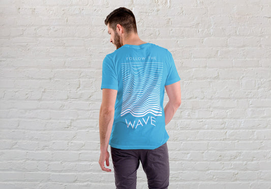 Follow the Wave Sky Blue Regular Fit Men’s T-Shirt